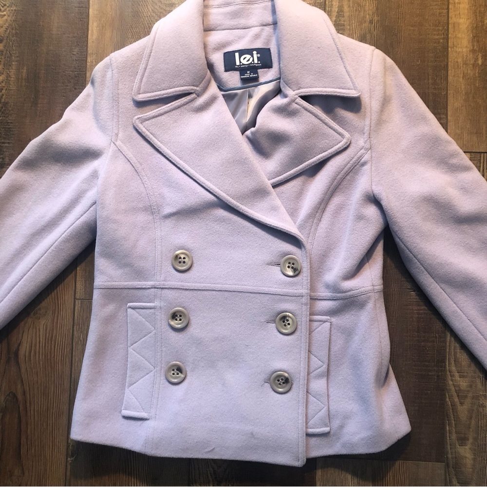80s VTG L.E.I Womens Lavender Pea Coat Size Med. with Tags - Picture 2 of 5